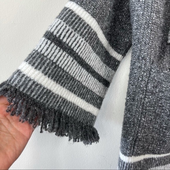 Anthropologie Saturday Sunday Fringe Gray Open Front Cardigan Sweater One Size L - Picture 12 of 16